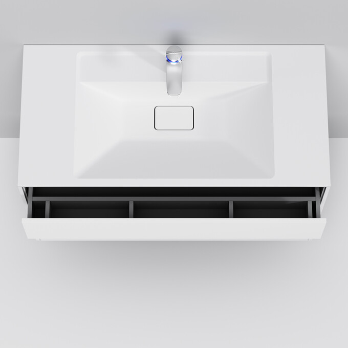 Тумба с раковиной Am.Pm Inspire V2.0 M50AFHX1003WM+M50AWPC1001WG (100 см, белая матовая, подвесная), Доступные размеры: 100, Цвет производителя: белый матовый, фото 7