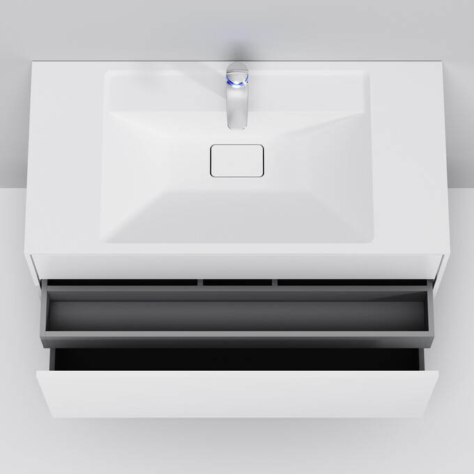 Тумба с раковиной Am.Pm Inspire V2.0 M50AFHX1003WM+M50AWPC1001WG (100 см, белая матовая, подвесная), Доступные размеры: 100, Цвет производителя: белый матовый, фото 8