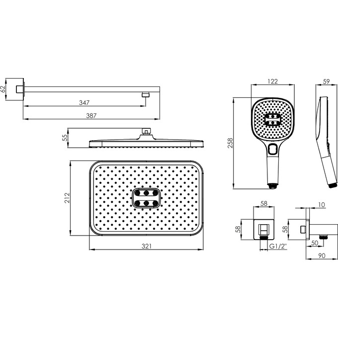 Душевая система Imprese Bilovec Chrome f04000901AA (хром, скрытого монтажа, без смесителя), фото 4