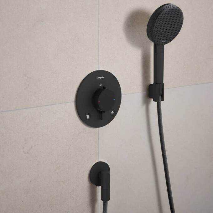 Подключение для душевого шланга Hansgrohe Fixfit FIine S Matt Black 28882670 (черное матовое), Цвет производителя: черный матовый, фото 2