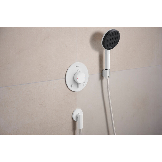 Внешняя часть смесителя скрытого монтажа с термостатом для ванны Hansgrohe Ecostat Comfort S Matt White 33715700 (белая матовая), Цвет производителя: белый матовый, фото 2