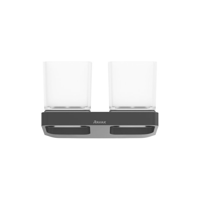 Стакан для зубных щеток Ravak 10° TD 220.20BL (X07P558, черный, настенный, двойной), Цвет производителя: черный, фото 3