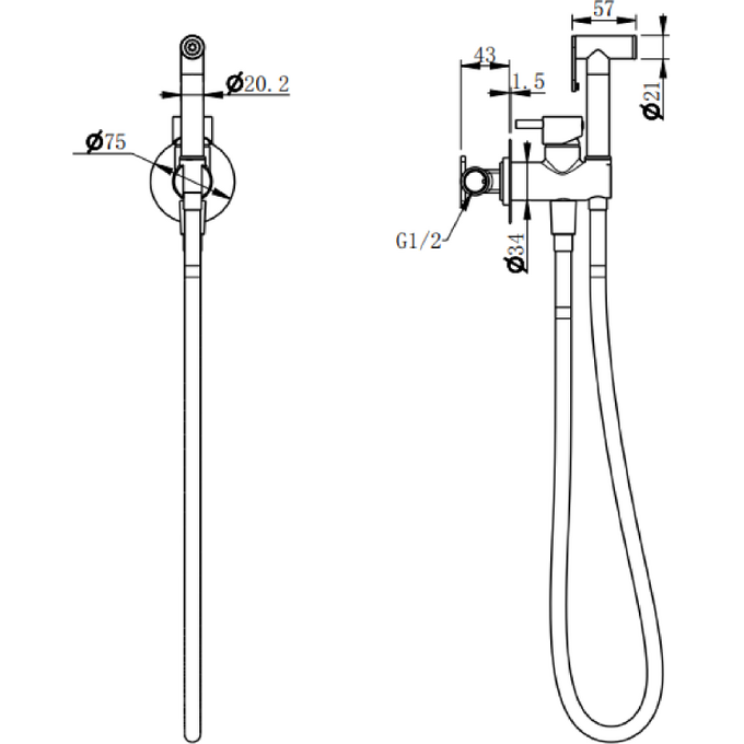 Гигиенический душ со смесителем Devit Style Black Matt CV17011011 (черный матовый, скрытого монтажа), Цвет производителя: черный матовый, фото 4