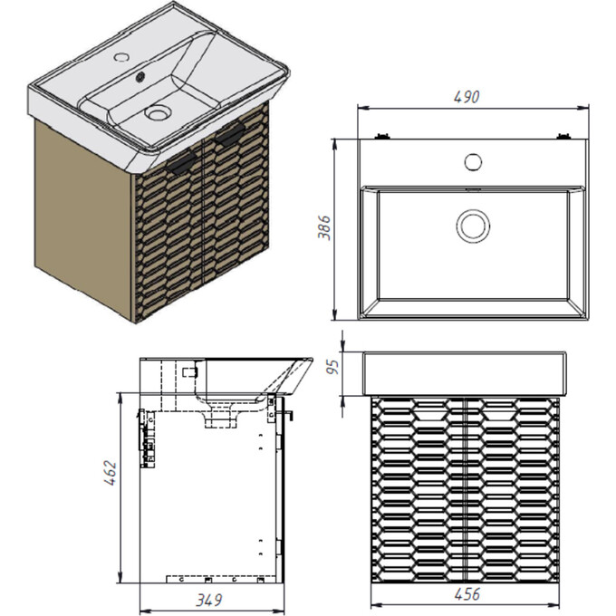 Тумба с раковиной Devit Flow White Matt 484050W (50 см, белая матовая, подвесная), Доступные размеры: 50, Цвет производителя: белый матовый, фото 11