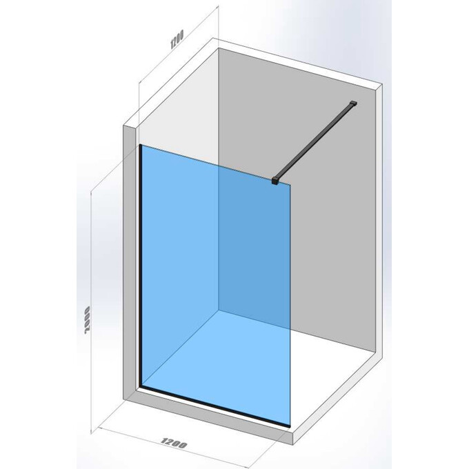 Душова стінка Walk-In Devit Style New DSN120200B (120x200 см, прозоре скло, профіль чорний матовий), Доступні розміри: 120 x 200, Колір виробника: чорний матовий, фото , изображение 3