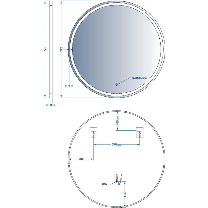 Дзеркало для ванної кімнати Devit AllRound 5501080 (80x80 см, з LED-підсвічуванням), Доступні розміри: 80 x 80, фото , изображение 7