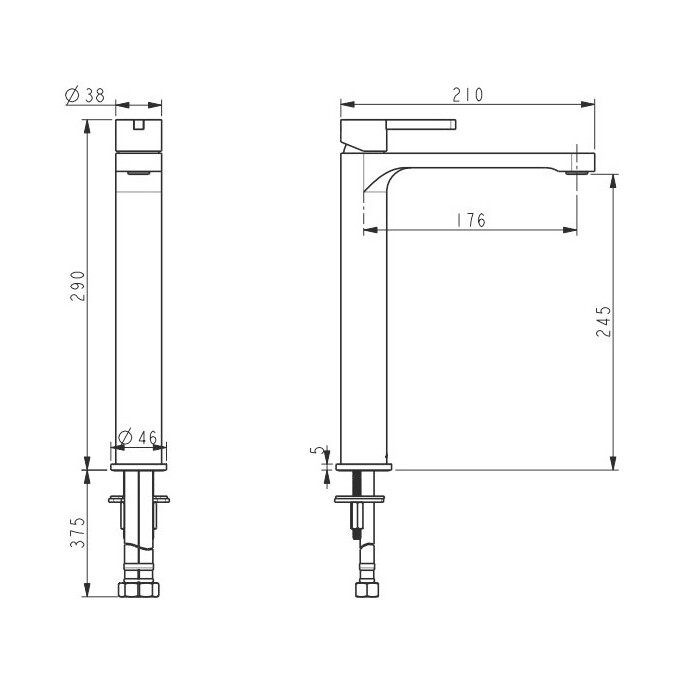 Смеситель для умывальника Devit Laguna Black Matt 84X11110B (черный матовый, высокий), Цвет производителя: черный матовый, фото 2