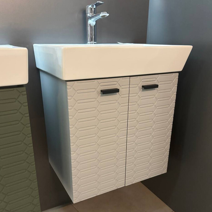 Тумба с раковиной Devit Flow Grey Matt 484050G (50 см, серая матовая, подвесная), Доступные размеры: 50, Цвет производителя: серый матовый, фото 2