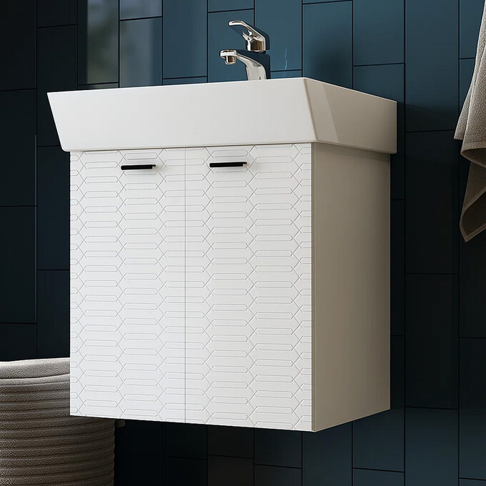 Тумба с раковиной Devit Flow White Matt 484050W (50 см, белая матовая, подвесная), Доступные размеры: 50, Цвет производителя: белый матовый, фото 2