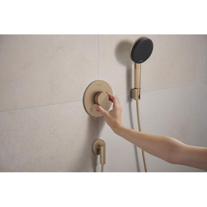 Внешняя часть смесителя скрытого монтажа с термостатом для ванны Hansgrohe Ecostat Comfort S Brushed Bronze 33715140 (брашированная бронза), Цвет производителя: брашированная бронза, фото 4
