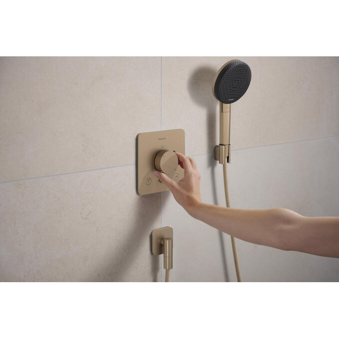 Внешняя часть смесителя скрытого монтажа с термостатом для ванны Hansgrohe Ecostat Comfort Q Brushed Bronze 33713140 (брашированная бронза), Цвет производителя: брашированная бронза, фото 4