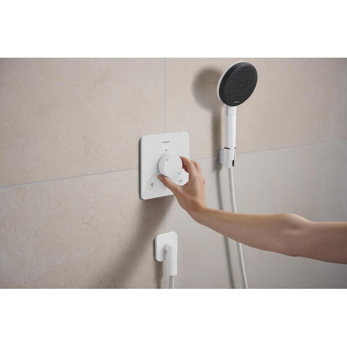Внешняя часть смесителя скрытого монтажа с термостатом для ванны Hansgrohe Ecostat Comfort Q Matt White 33713700 (белая матовая), Цвет производителя: белый матовый, фото 4