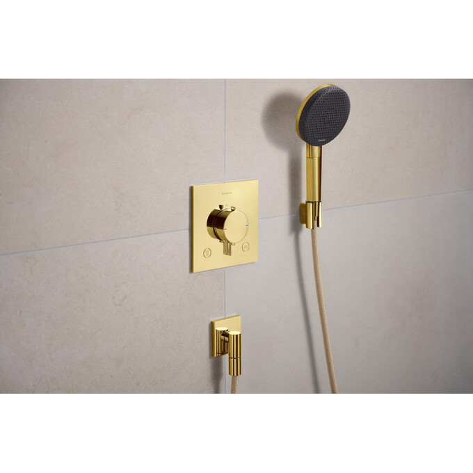 Внешняя часть смесителя скрытого монтажа с термостатом для ванны Hansgrohe Ecostat Comfort E Polished Gold Optic 33711990 (золото), Цвет производителя: золото, фото 3