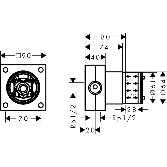 Скрытая часть верхнего душа Hansgrohe Basic Set 2jet 24573180, фото 2