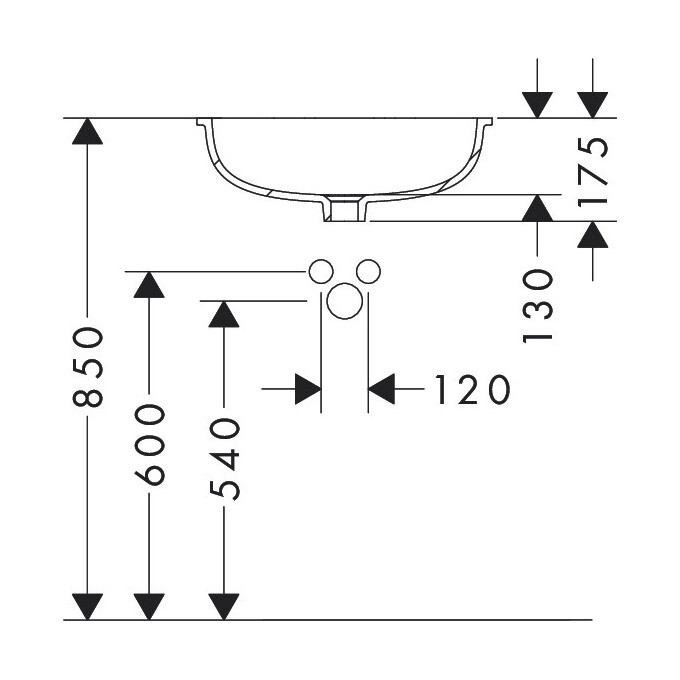 Умывальник Hansgrohe Xuniva Q 60154450 (45x35 см, под столешницу), фото 6