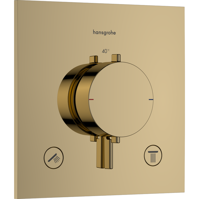Внешняя часть смесителя скрытого монтажа с термостатом для ванны Hansgrohe Ecostat Comfort E Polished Gold Optic 33711990 (золото), Цвет производителя: золото, фото 
