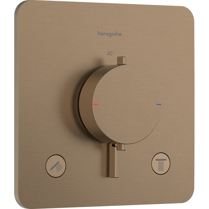 Внешняя часть смесителя скрытого монтажа с термостатом для ванны Hansgrohe Ecostat Comfort Q Brushed Bronze 33713140 (брашированная бронза), Цвет производителя: брашированная бронза, фото 