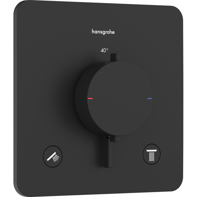 Внешняя часть смесителя скрытого монтажа с термостатом для ванны Hansgrohe Ecostat Comfort Q Matt Black 33713670 (черная матовая), Цвет производителя: черный матовый, фото 