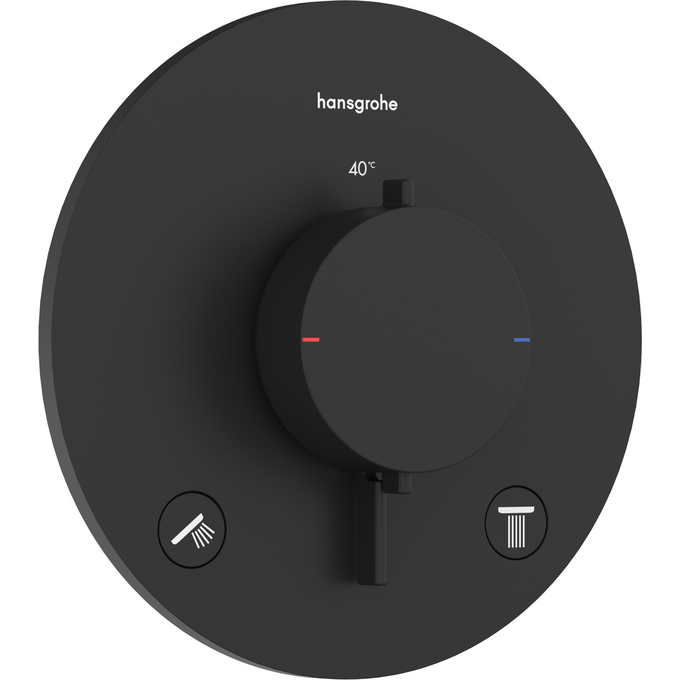 Внешняя часть смесителя скрытого монтажа с термостатом для ванны Hansgrohe Ecostat Comfort S Matt Black 33715670 (черная матовая), Цвет производителя: черный матовый, фото 