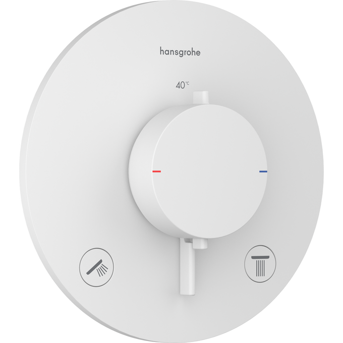 Внешняя часть смесителя скрытого монтажа с термостатом для ванны Hansgrohe Ecostat Comfort S Matt White 33715700 (белая матовая), Цвет производителя: белый матовый, фото 