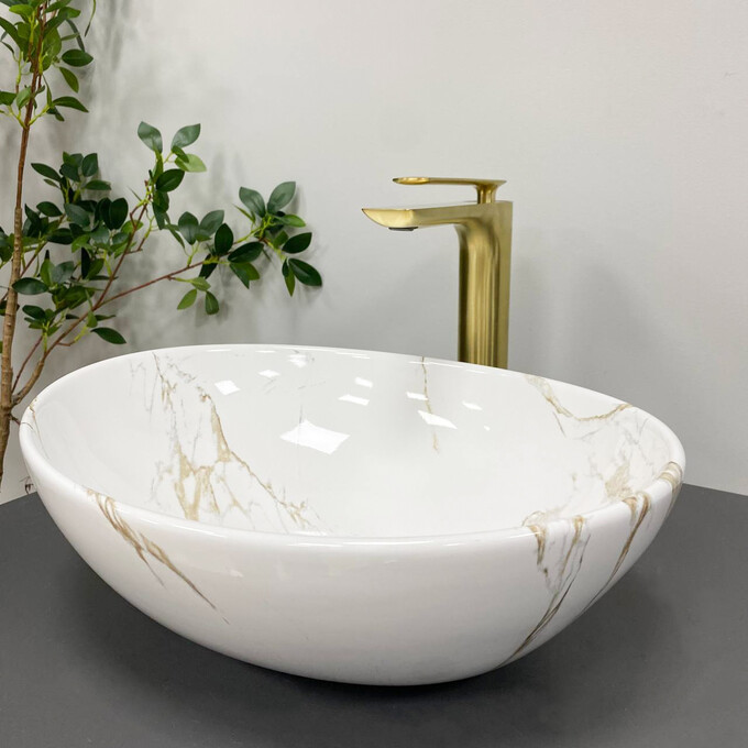 Умивальник VBI Parma Stains Glossy VBI-011015 (42x34 см, мармур глянсовий, чаша), Доступні розміри: 42 x 34, Колір виробника: мармур глянсовий, фото , изображение 2