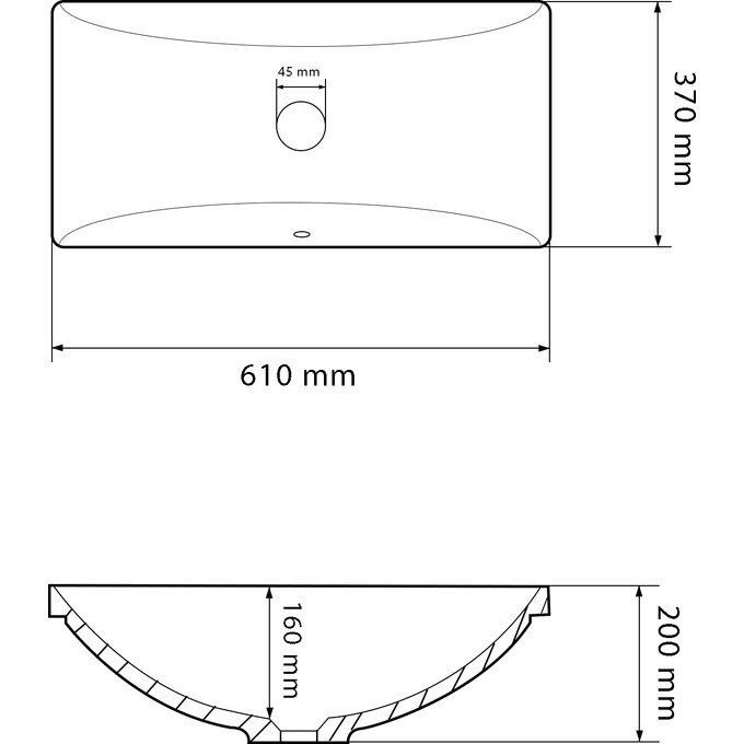 Умивальник VBI Montella White VBI-018036 (61x37 см, білий глянсовий, під стільницю), фото , изображение 4