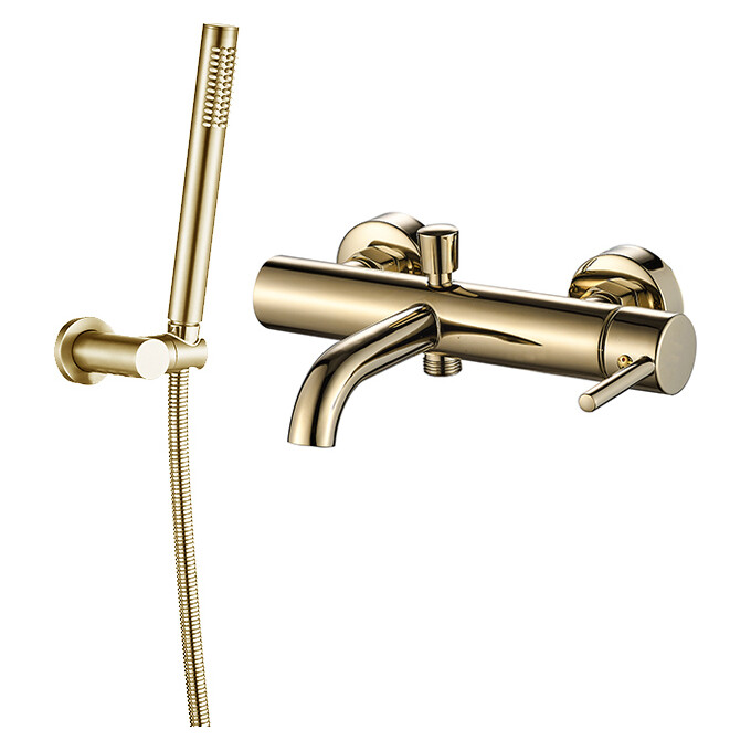 Смеситель для ванны VBI Milano Gold VBI-050106GL (золото, с лейкой и шлангом), Цвет производителя: золото, фото 