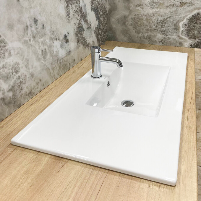 Умивальник VBI Ferrara 100 White VBI-018030 (100x46 см, білий глянсовий, з крилом), Доступні розміри: 100 x 46, Колір виробника: білий глянець, фото , изображение 2