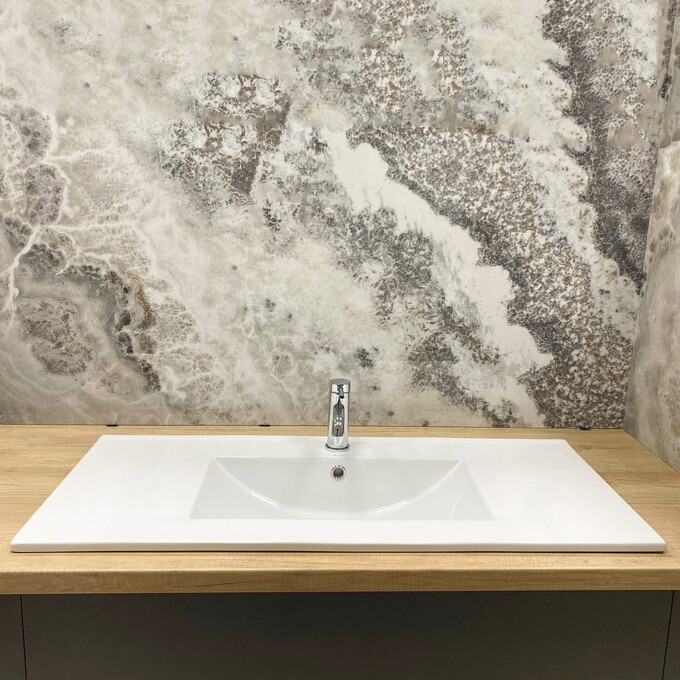 Умивальник VBI Ferrara 100 White VBI-018030 (100x46 см, білий глянсовий, з крилом), Доступні розміри: 100 x 46, Колір виробника: білий глянець, фото , изображение 4