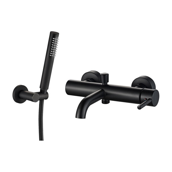 Смеситель для ванны VBI Milano Black VBI-050106BL (черный, с лейкой и шлангом), Цвет производителя: черный, фото 