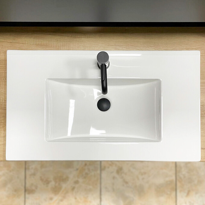 Умивальник VBI Ferrara 80 White VBI-018044 (82x46 см, білий глянсовий, з крилом), Доступні розміри: 80 x 46, Колір виробника: білий глянець, фото , изображение 3