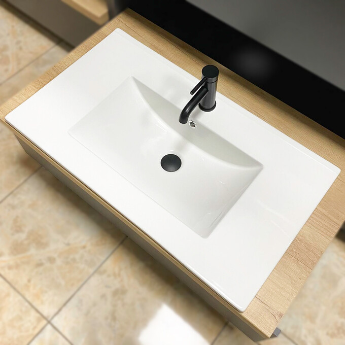 Умивальник VBI Ferrara 80 White VBI-018044 (82x46 см, білий глянсовий, з крилом), Доступні розміри: 80 x 46, Колір виробника: білий глянець, фото , изображение 2