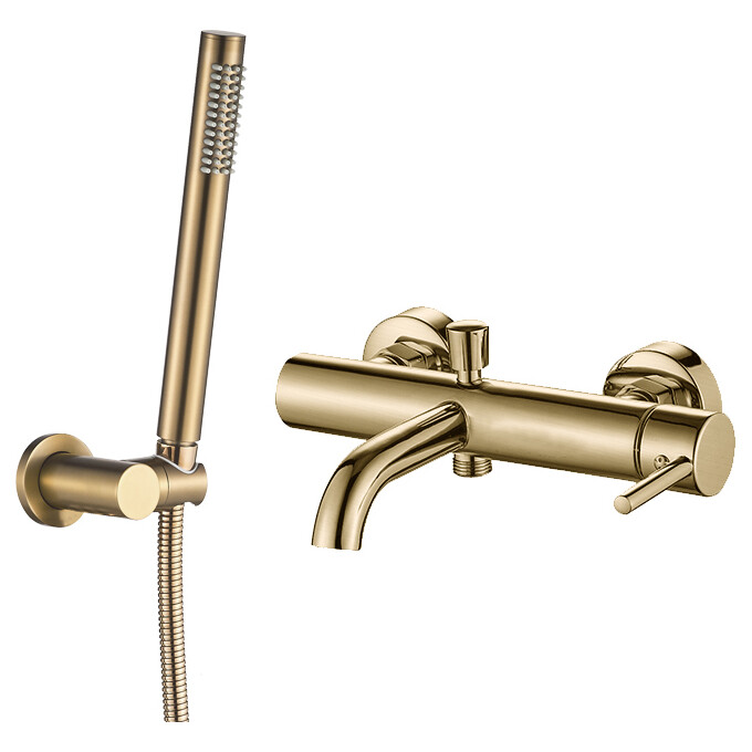 Смеситель для ванны VBI Milano Brushed Gold VBI-050106BG (брашированное золото, с лейкой и шлангом), Цвет производителя: брашированное золото (матовое), фото 