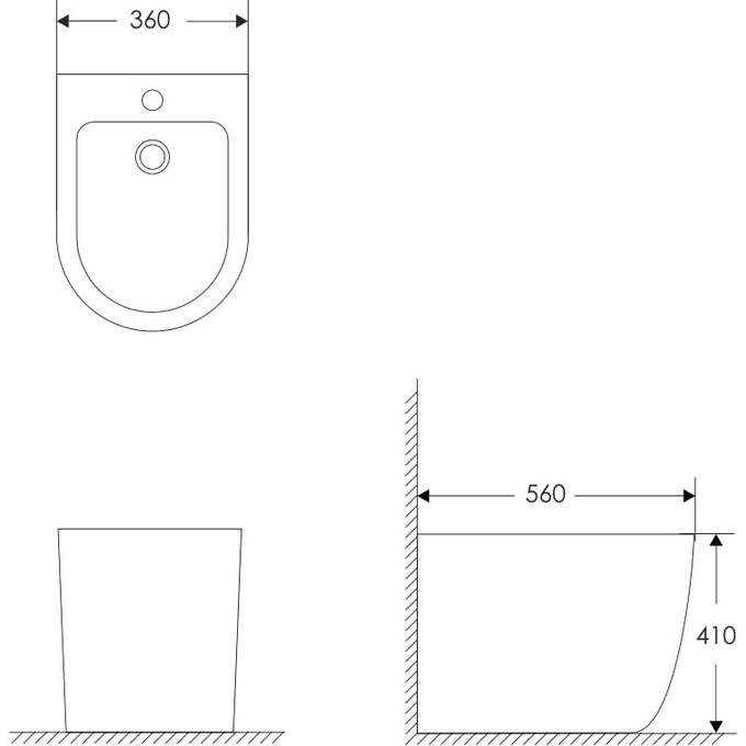 Биде напольное Imprese Lesna Black i11508 black (черное матовое), фото 3