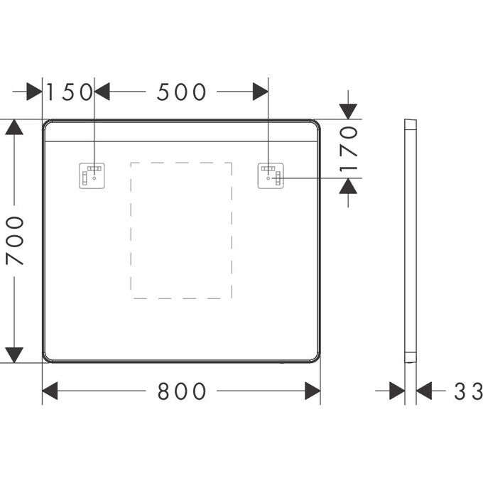 Зеркало для ванной комнаты Hansgrohe Xarita Lite Q Matt White 54971700 (80x70 см, белое матовое, с LED-подсветкой, антизапотеванием и диммером), Доступные размеры: 80 x 70, Цвет производителя: белый матовый, фото 4