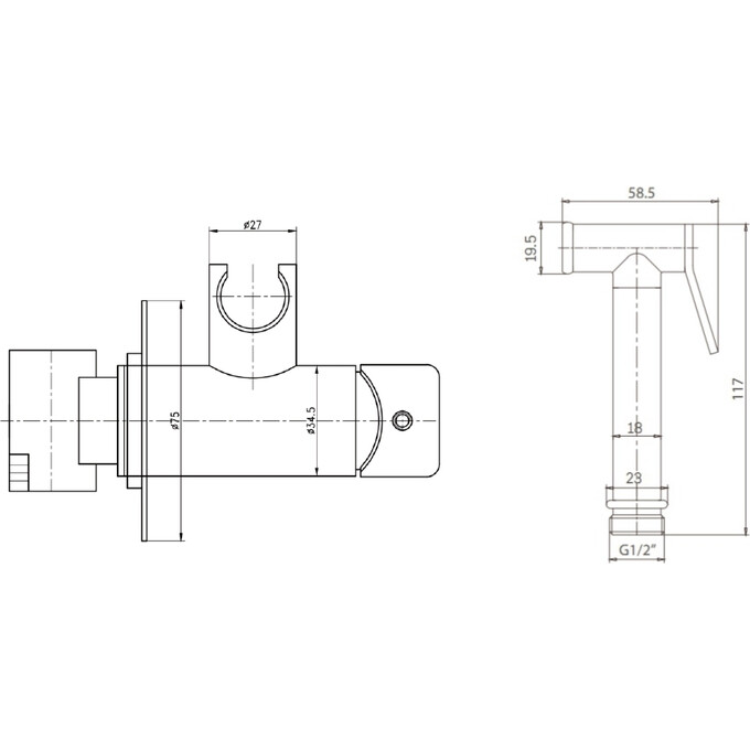 Гігієнічний душ із змішувачем VBI Milano Chrome VBI-050105CH (хром, прихованого монтажу), Колір виробника: хром, фото , изображение 2