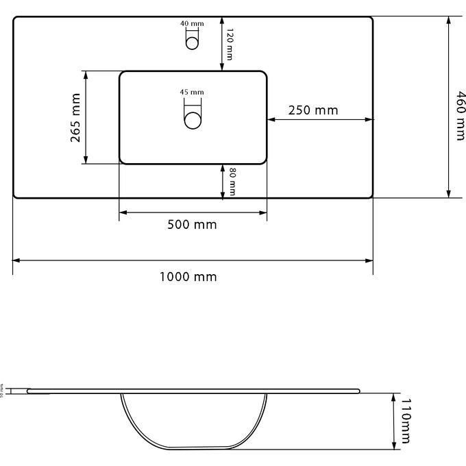 Умивальник VBI Ferrara 100 White VBI-018030 (100x46 см, білий глянсовий, з крилом), Доступні розміри: 100 x 46, Колір виробника: білий глянець, фото , изображение 7