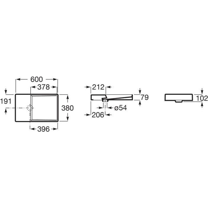 Умывальник Roca Horizon-Dash A32727900B (60x38 см), фото 4