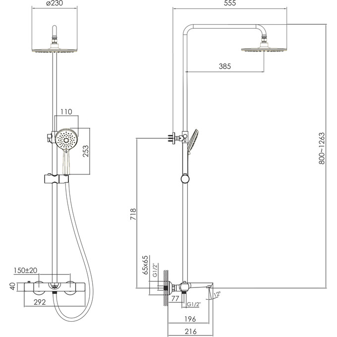 Душевая система с термостатом Imprese Bilovec t048B00901SR (хром, с изливом), Цвет производителя: хром, фото 5