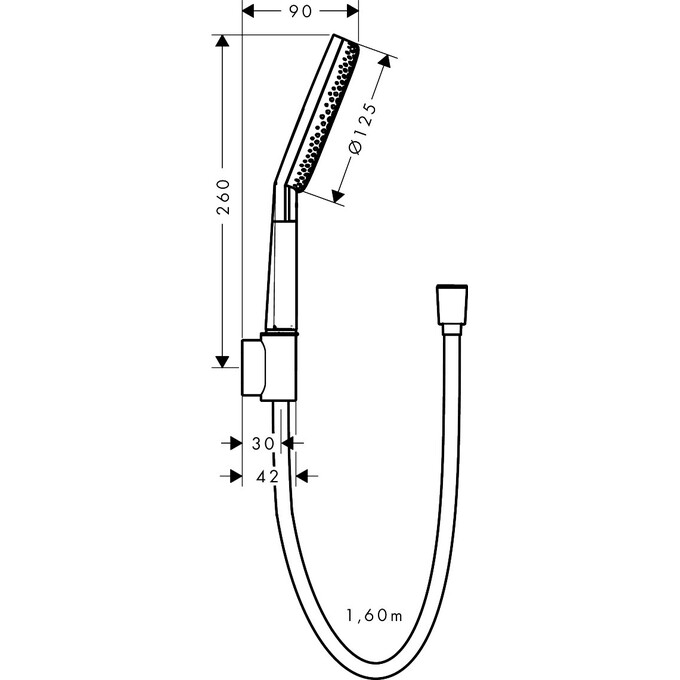 Лейка для душа Hansgrohe Raindance Alive Select S Matt Black 24611670 (черная матовая, трехрежимная, с шлангом и держателем), Цвет производителя: черный матовый, фото 10