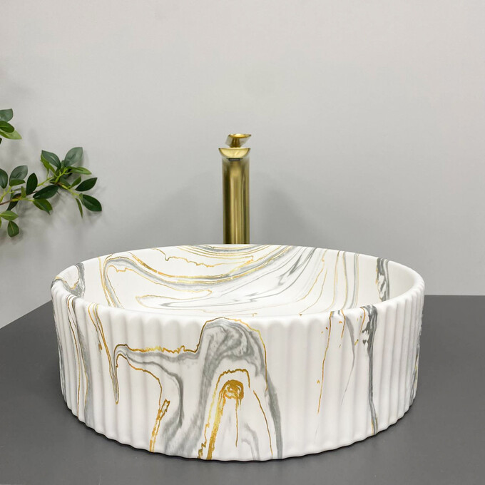 Умивальник VBI Brindisi Stain Matt VBI-014101 (40x40 см, мармур матовий, чаша), фото , изображение 2