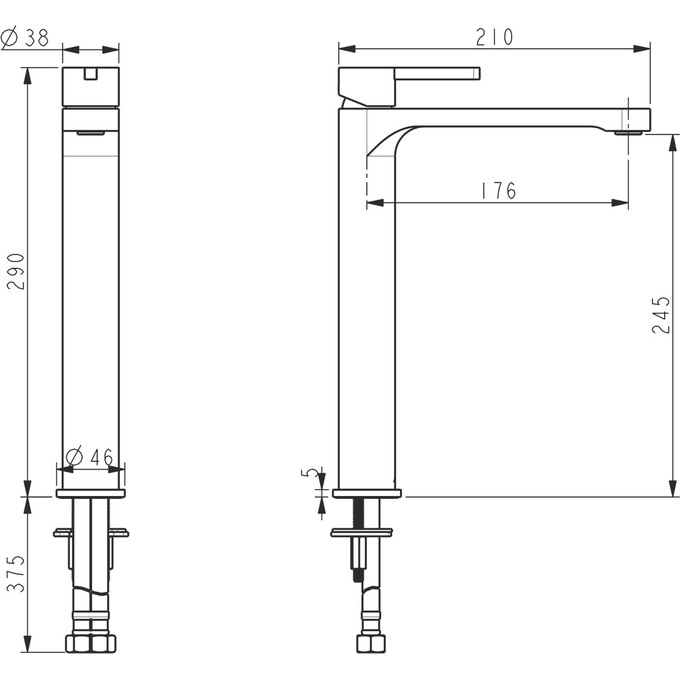 Смеситель для умывальника Devit Laguna Chrome 84X11110 (хром, высокий), Цвет производителя: хром, фото 4