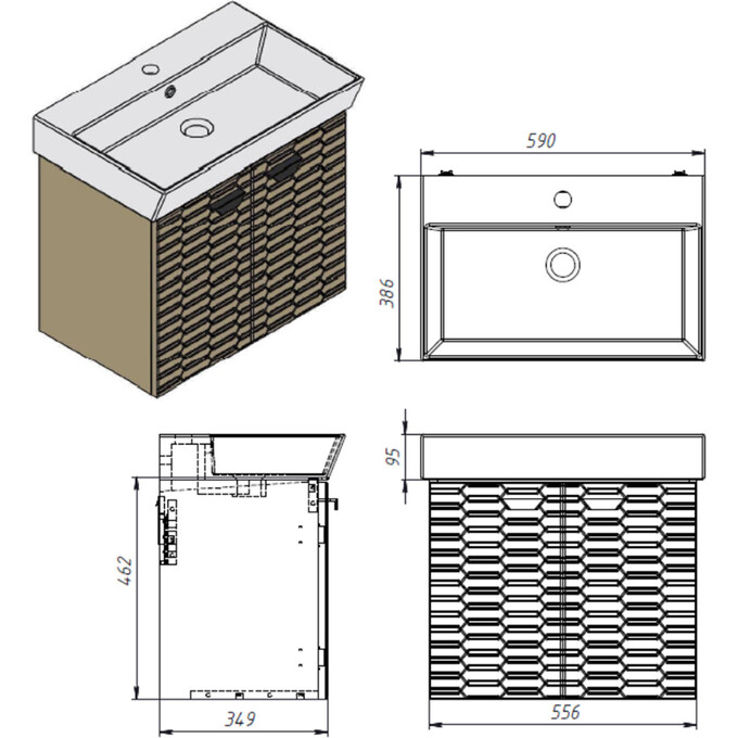 Тумба с раковиной Devit Flow Green Matt 484060E (60 см, зеленая матовая, подвесная), Доступные размеры: 60, Цвет производителя: зеленый матовый, фото 9