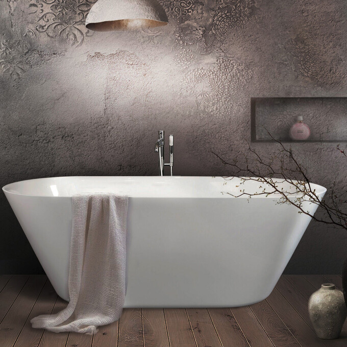 Каменная ванна Devit Style Lite 17070130WL (167x72 см, отдельностоящая, с интегрированным сифоном), фото 2