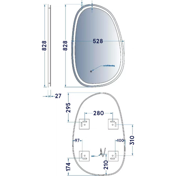 Дзеркало для ванної кімнати Devit Style 5415080 (50x80 см, з LED-підсвічуванням), Доступні розміри: 50 x 80, фото , изображение 7