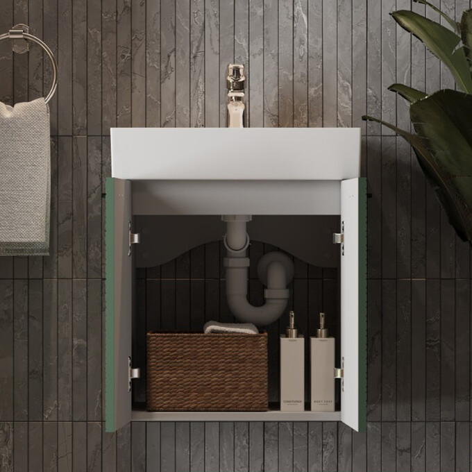 Тумба з раковиною Devit Flow Green Matt 484050E (50 см, зелена матова, підвісна), Доступні розміри: 50, Колір виробника: зелений матовий, фото , изображение 4