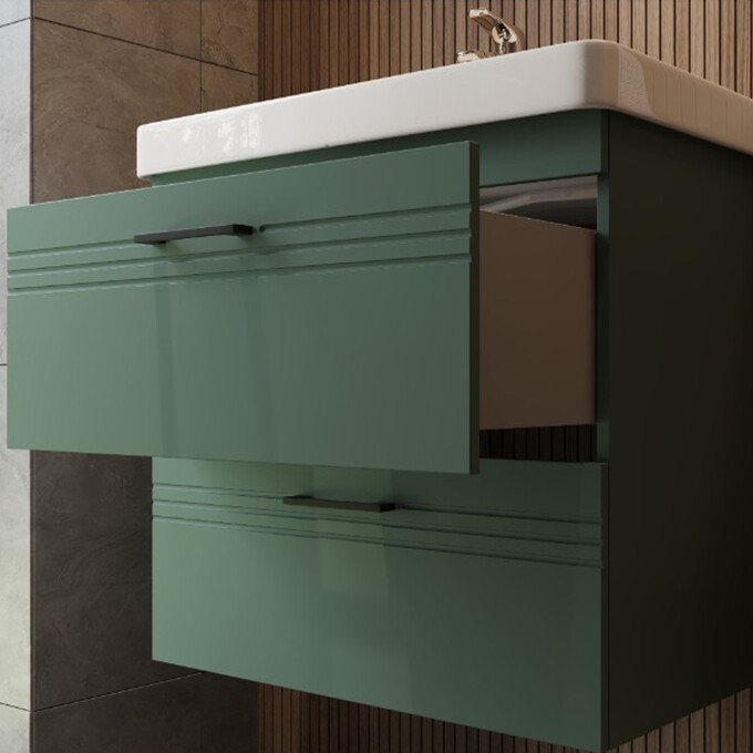 Тумба с раковиной Devit Urbanis Green 454080E (80 см, зеленая, подвесная), Доступные размеры: 80, Цвет производителя: зеленый, фото 3