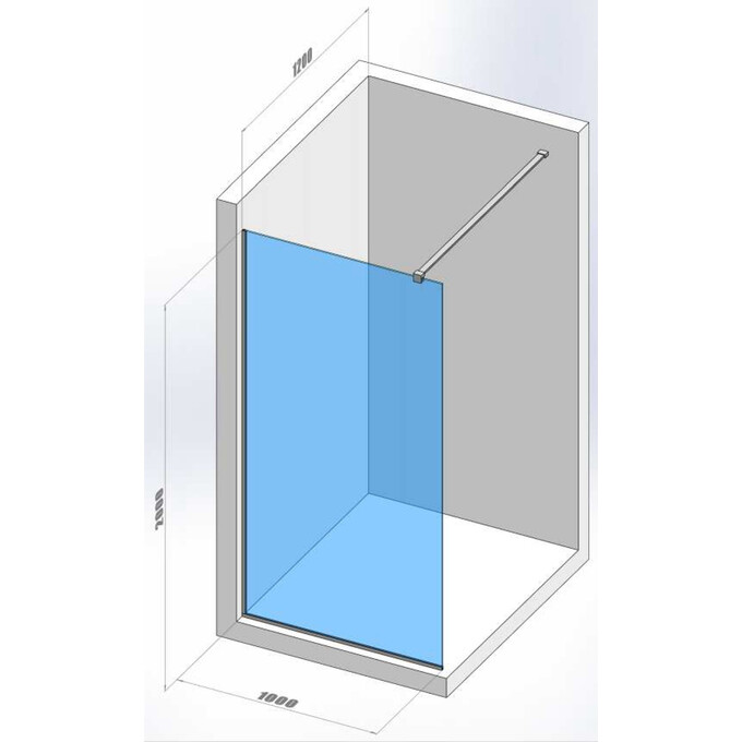 Душевая стенка Walk-In Devit Style New DSN100200 (100x200 см, стекло прозрачное, профиль хром), Доступные размеры: 100 x 200, Цвет производителя: хром, фото 3