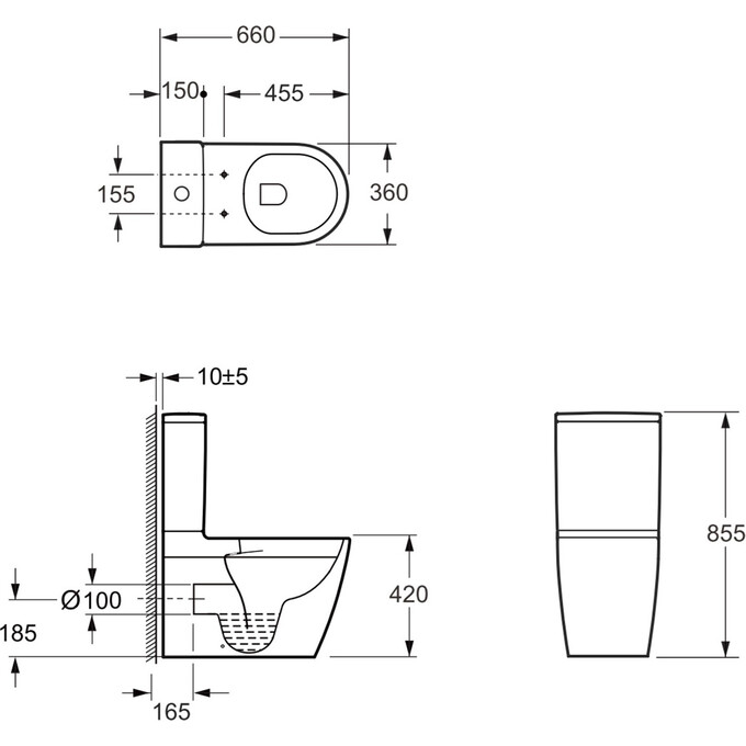 Безободковый унитаз-компакт Devit Do It Vortex Flush 3010510 (воронкообразный, с сиденьем), фото 2