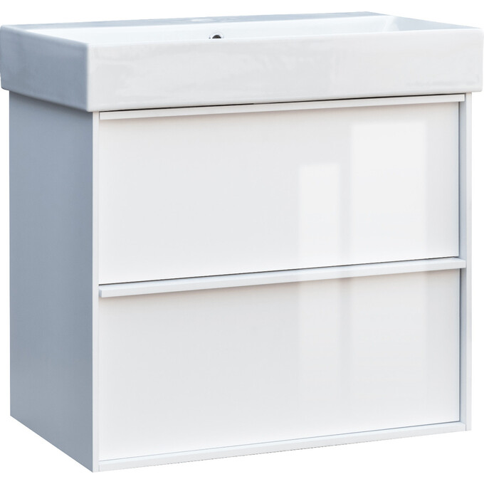 Тумба с раковиной Devit Quadra White Glossy 083060W (60 см, белая глянцевая, подвесная), Доступные размеры: 60, Цвет производителя: белый глянец, фото 